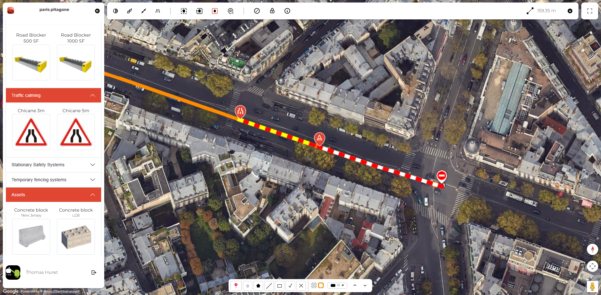 Sentinel vehicle approach trajectory simulation